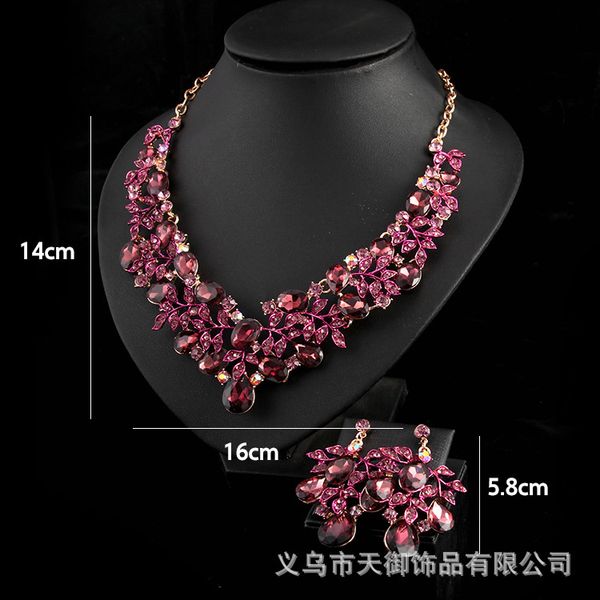 

jewelry set exaggerated creative leaves painted set bridal clothing accessories necklace earrings, Slivery;golden