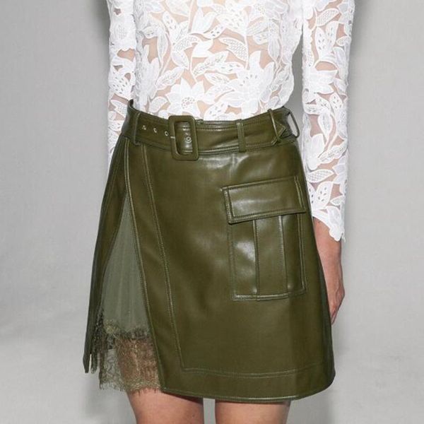 

skirts 2021 arrive women pu leather skirt, Black