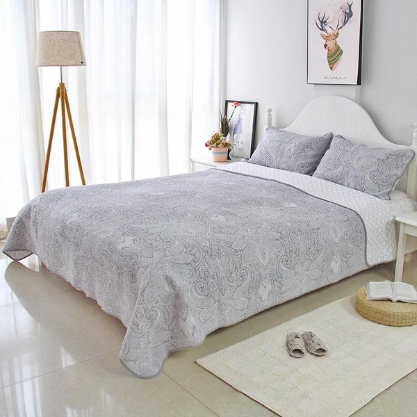 

comforters & sets gray quilt set 3pcs cotton quilts for bed quilted bedspread cover coverlet king queen size summer blanket on chausub