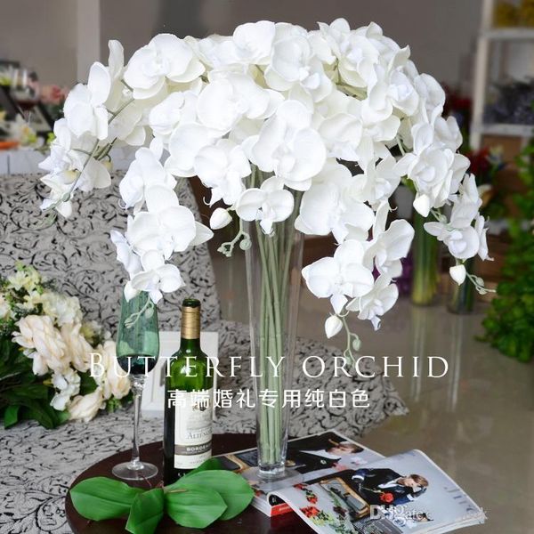 

elegant artificial phalaenopsis flowers butterfly orchid bouquet for home ornament wedding decorations supply 90 cm/35" long decorative