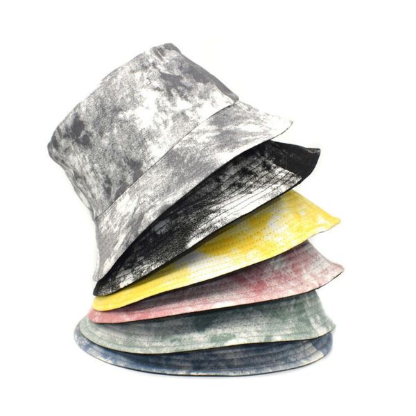 

sun hat gradient fisherman's women tie dye double sided outdoor travel sun hat, Blue;gray