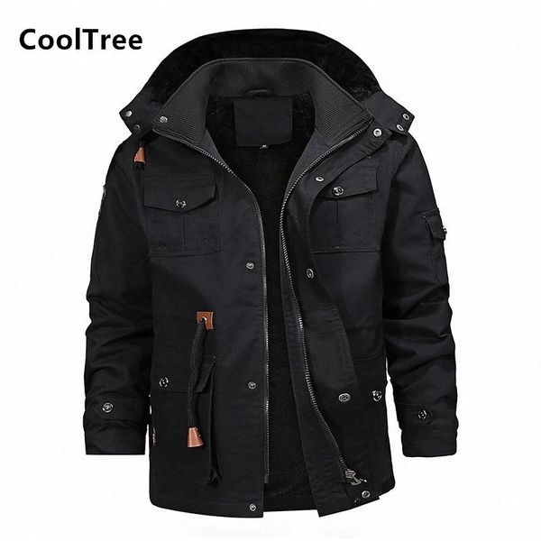 

men's jackets cooltree men casual autumn winter plus fleece lining thick warm hooded coats male solid color slim windbreaker outerwear, Black;brown