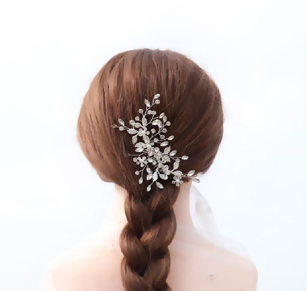 

headpieces fashion wedding hair accessories comb crystal leaves bridal headdresses for hair ornaments women pearls jewelry party, Silver