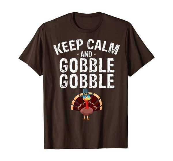 

keep calm and gobble gobble funny thanksgiving gift t-shirt, White;black