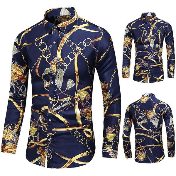 

shirt men fashion personality print long sleeve shirts mens casual plus size flower beach hawaiian clothing men's, White;black