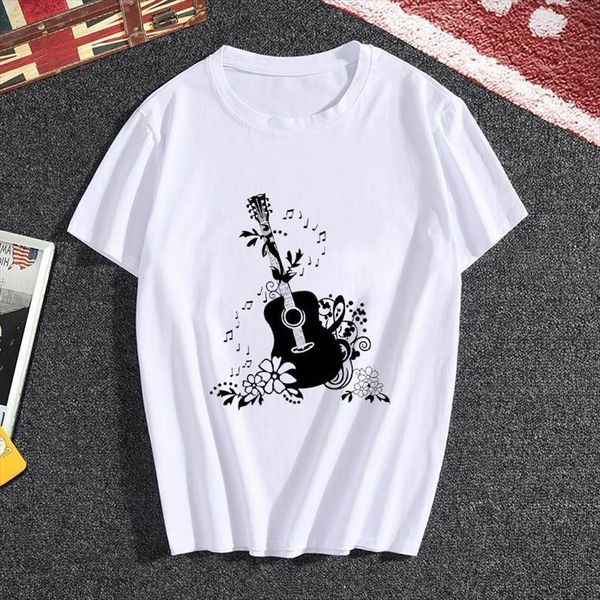 

guitar music printed men mens t shirt short sleeve fashion tee femme for harajuku clothing, White;black