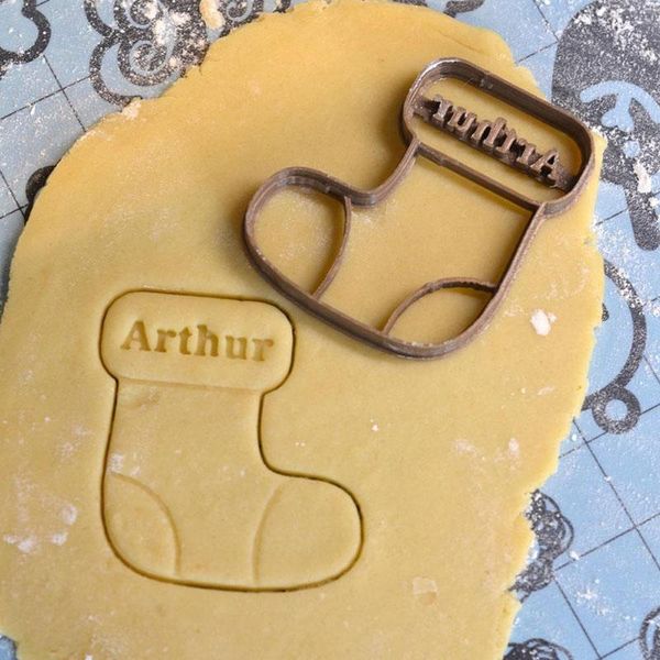 

baking moulds custom stocking cookie cutter - sock with name christmas cutter.