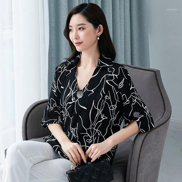 

women's shirts plus size blouse women fashion print chiffon blouses shirt blusas mujer de moda 2021 &, White