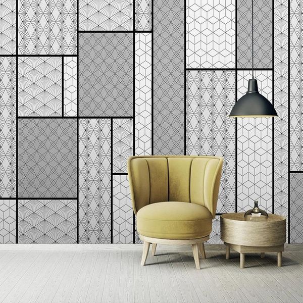 

wallpapers custom wallpaper modern minimalist geometric line pattern stitching bedroom background wall self-adhesive 3 d stickers papel de
