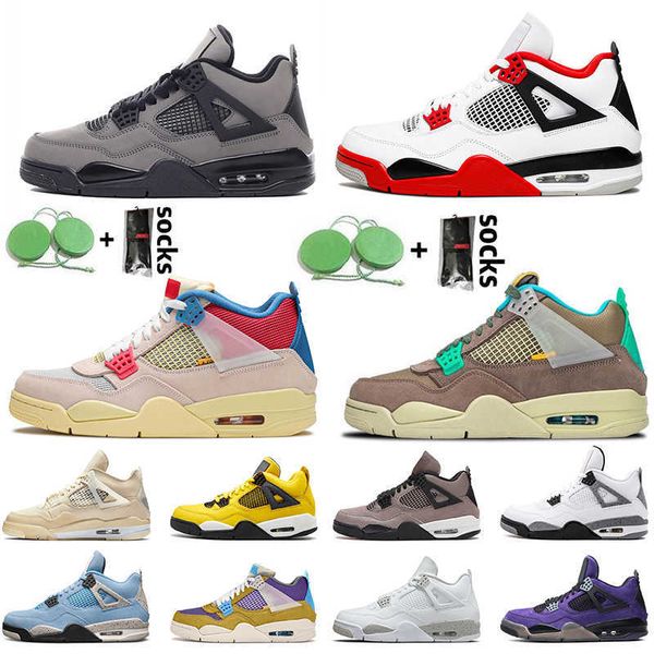 

jorden 4 men womens jumpman 4s basketball shoes travis scotts cactus jack sneakers taupe haze yellow desert moss university blue