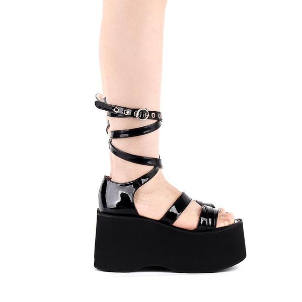 

dress shoes angelic imprint woman mori girl lolita cosplay rivet punk women princess summer sandals lady high heel pumps 33-47 6003, Black