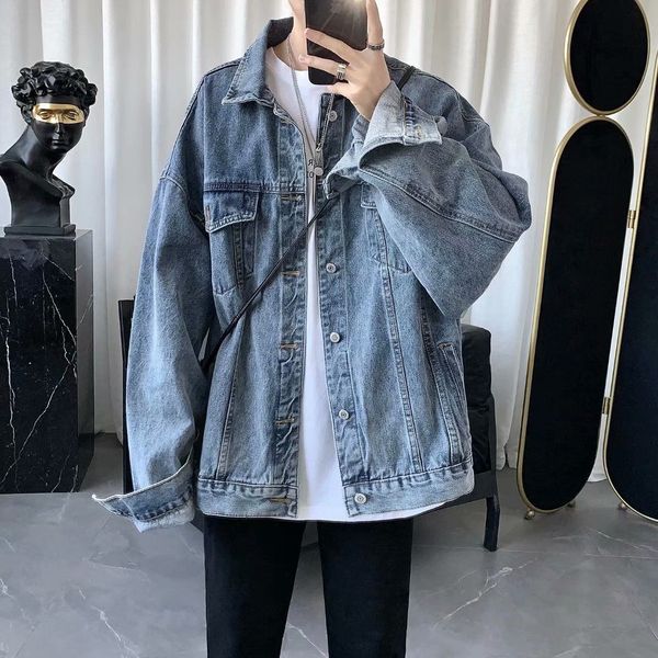 

men's jackets european and american street pencils denim male jacket in fashion marks loose personality labels couple jackets i9es, Black;brown