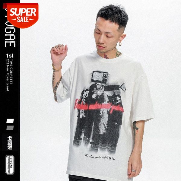 

vivgae men's print funny missionary loose hip-hop street t-shirt #9e8o, White;black