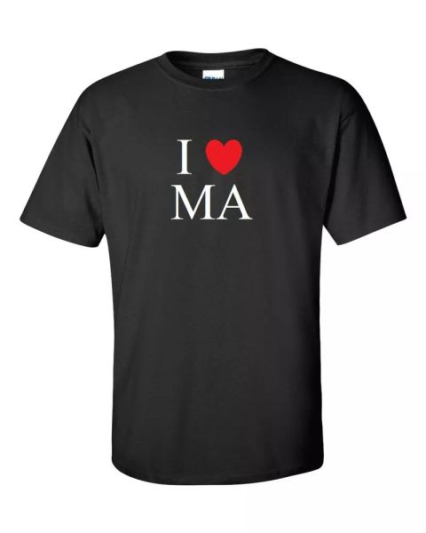 

i heart love ma shirt massachusetts pride bay state black white red t-shirt, White;black