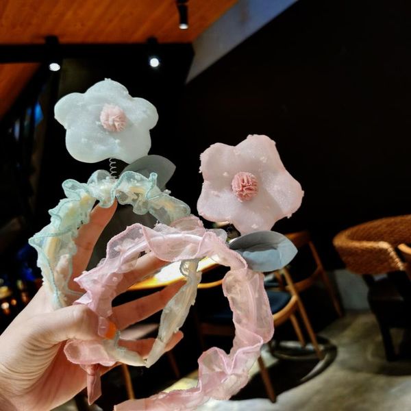 

hair accessories super cute girl three dimensional sunflower hairband female korean versatile band, Slivery;white