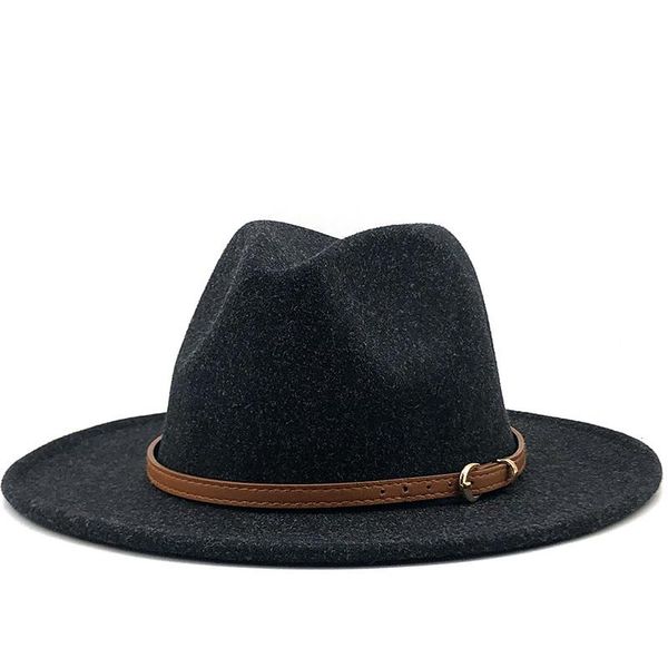 

wide brim hats women men wool jazz hat with leather ribbon flat big elegant gentlemen couple panama sombrero cap, Blue;gray