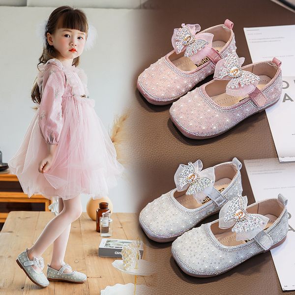 

70% off factory online 2021 autumn new children's women's leather shoes princess dance soft soled mary jane rhinestone single, Black
