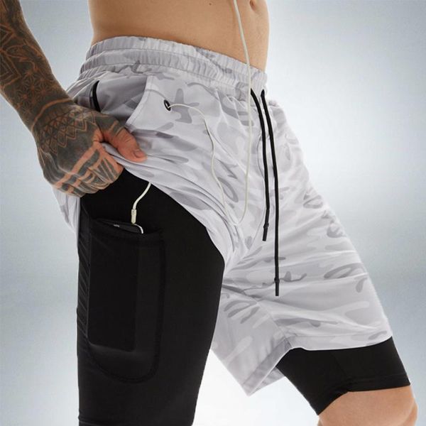 

running shorts gym runnings men fitness double-deck quick dry training jogging workout sport basketball summer, Black;blue