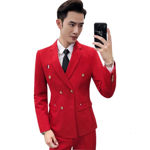 

men's suits & blazers suit and trousers brand official men's suit plain / wedding double breasted, White;black