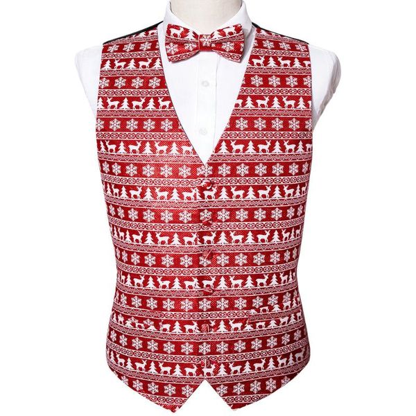 

men's vests 3d print red christmas vest men autumn slim fit waistcoat bowtie set mens xmas party holiday prom tuxedo barry.wang, Black;white