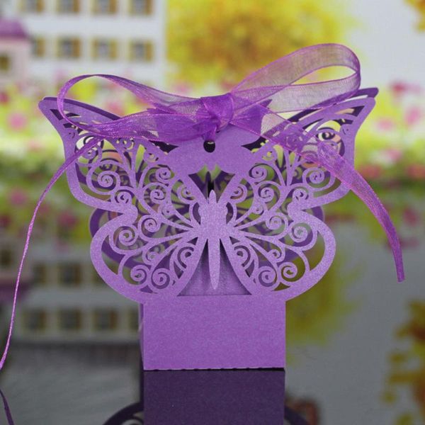 

gift wrap 20pcs/lot wedding candy boxes with ribbon butterfly decor for birthday banquet kindergarten bridal shower party supplies