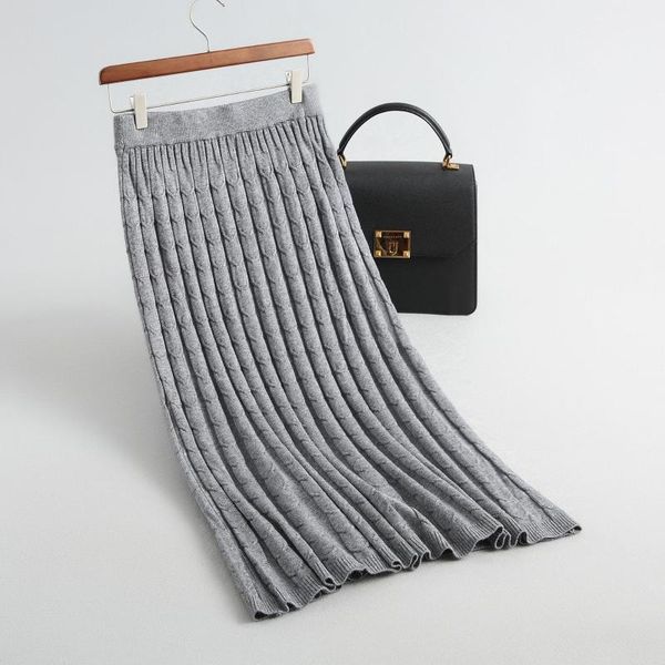 

skirts innasofan women's skirt fall-winter knitted vintage high waist euro-american solid color elegant, Black