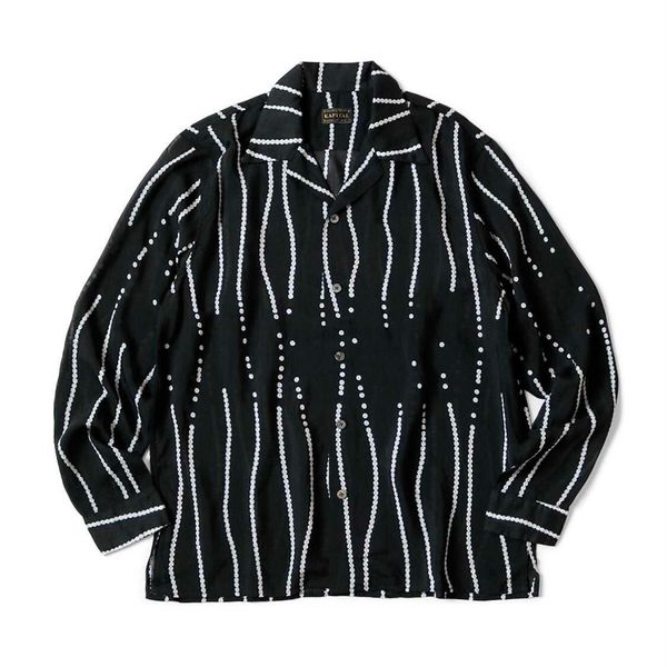 

men's casual shirts 21aw kapital platema macultus waves hs men and women hawaii long sleeve shirt jacket, White;black