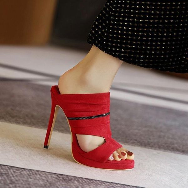 

sandals 2021 ultra high heel waterproof platform thin versatile net red women wear frosted flip flops, Black