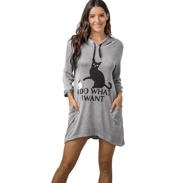 

women's hoodies & sweatshirts print shirt long sleeve blouse sweatshirt short casual cat ear hooded sleeves pocket irregular top, Black