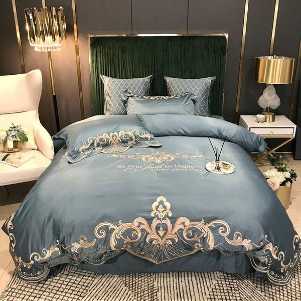 

bedding sets 2021 luxury 60s washed silk embroidery 13372 jet cotton four-piece set, bed sheet, pillowcase, home textiles