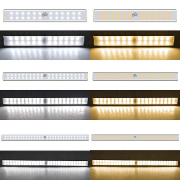 

motion sensor night light usb rechargeable 24/40/60 leds lamp for kitchen cabinet wardrobe wall