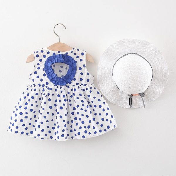 

girl's dresses 2021 summer baby girls sleeveless backless heart polka dot print princess pleated dress kids children's sundress +, Red;yellow
