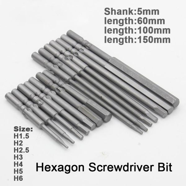 

hand tools 7pcs/set magnetic hexagon screwdriver bit s2 steel 801 5mm round shank screwdrier drive power drill 60mm 100mm 150mm