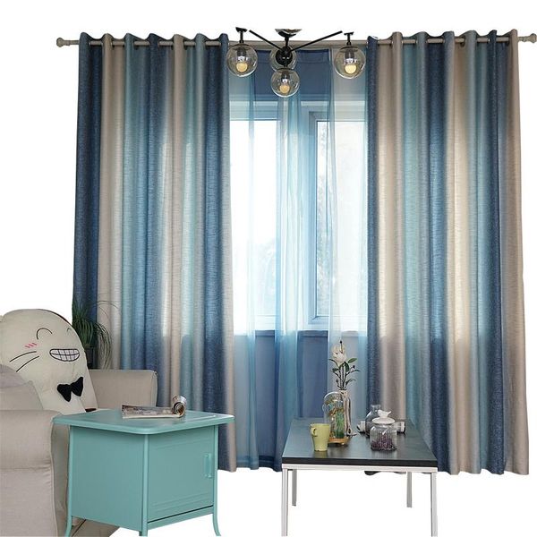 Tenda Tende Vento Mediterraneo Per Soggiorno Camera Da Letto Cotone Lino Striscia Stampata Decorazioni Per La Casa Tende Della Finestra