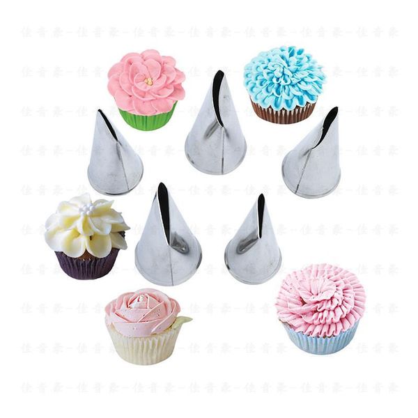 

baking & pastry tools 5 pcs/set rose petal nozzle tips cupcake fondant stainless steel cream icing piping nozzles cake decorating