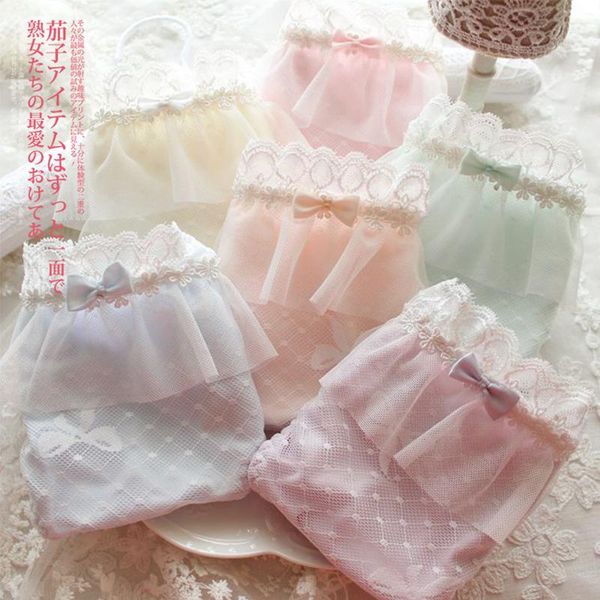 

women's panties cotton briefs lace bow mesh kawaii cute plus size women female underwear of large, Black;pink