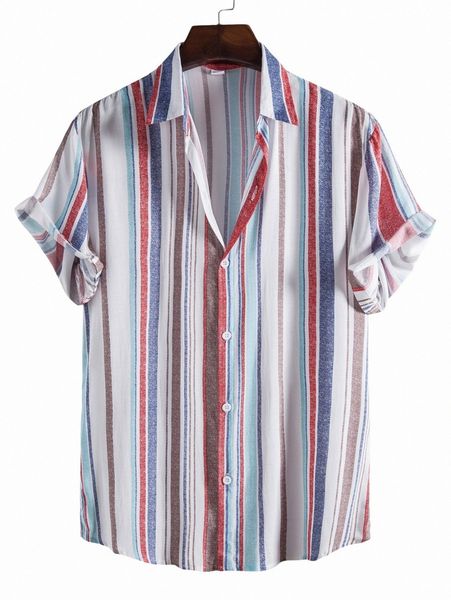 

men striped button front shirt v38u#, White;black