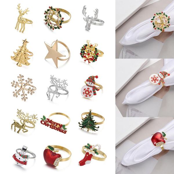 

napkin rings metal christmas tree bow flower wreath mouth ring wedding banquet el table supplies circle merry xmas