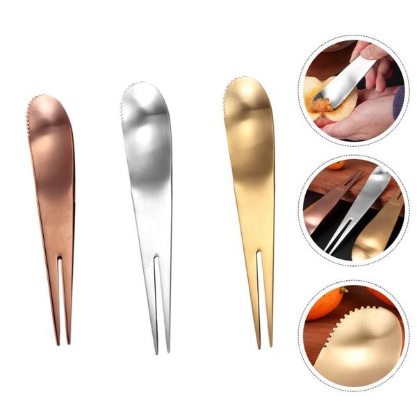 

forks 3pcs dual purpose stainless steel fruit multifunctional tableware puree scrapers