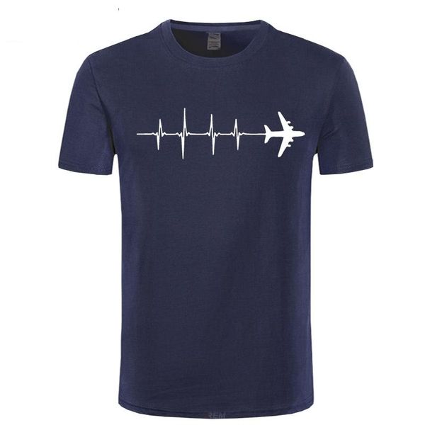 

men's t-shirts heartbeat plane pilot printed t shirt funny birthday gifts for man husband short sleeve cotton driver t-shirt men, White;black