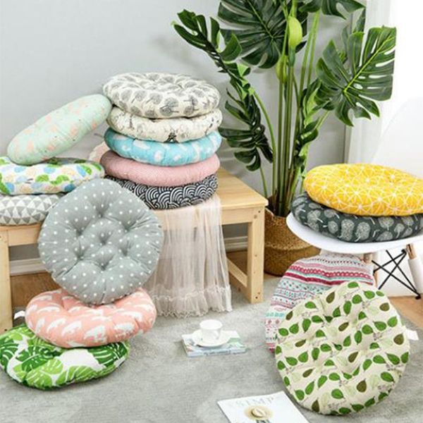 

cushion/decorative pillow 2021 16 inch bohemian round bistro seat cushion geometric striped leaves print thick chair pad tatami floor home