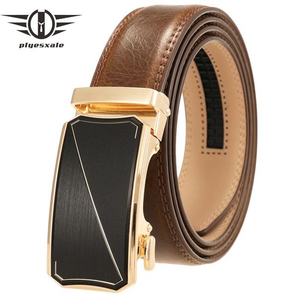 

belts 3.5cm width black red brown leather for men fashion automatic buckle mens luxury waist pants strap male b719, Black;brown