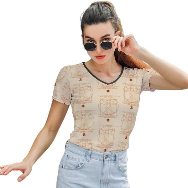 

women's t-shirt vitruvian t shirt summer fashion womens short-sleeve print o neck polyester tee, White