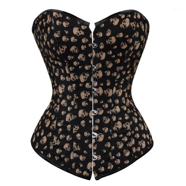 

bustiers & corsets stempunk skull print overbust and underbust corset for women waist trainer slim bustier lingerie plus size s-6xl, Black;white