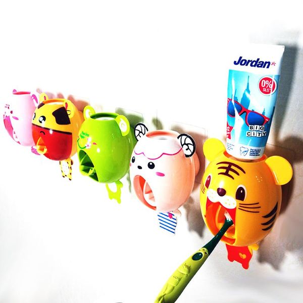 

children automatic toothpaste dispenser squeezer strong suction sucker funny cartoon style bathroom household toothbrush holder bath accesso