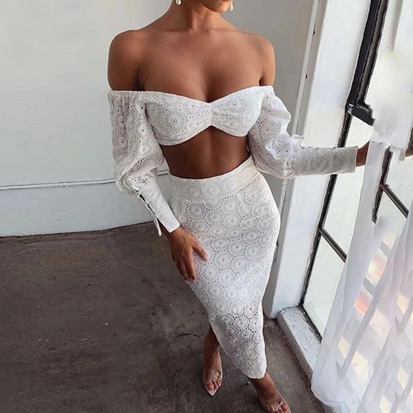

two piece dress strapless two-piece embroidered and, White