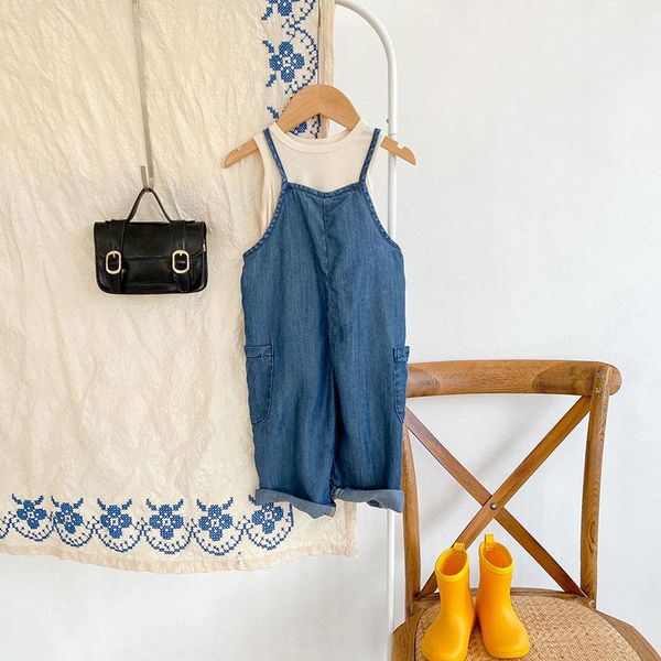 

jumpsuits milancel 2021 summer kids clothes loose pants korean girls overalls denim clothing, Blue
