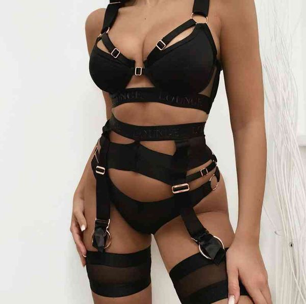 

set fashion designer luxury gathered mesh semi perspective garter three piece role play, Black;white