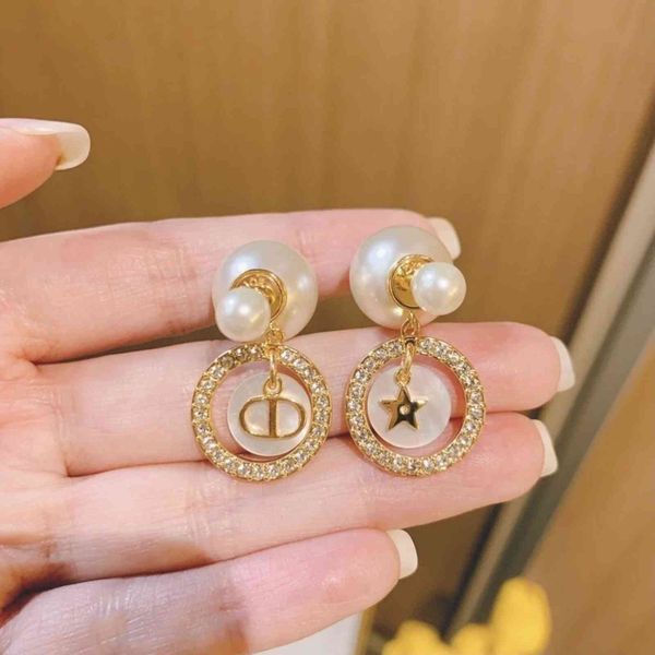 

70% off pearl letter star asymmetric earrings women's shell simple, Silver