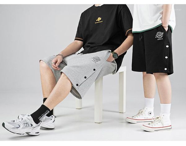 

summer sports shorts men's printed side-breasted five-point casual pants, White;black